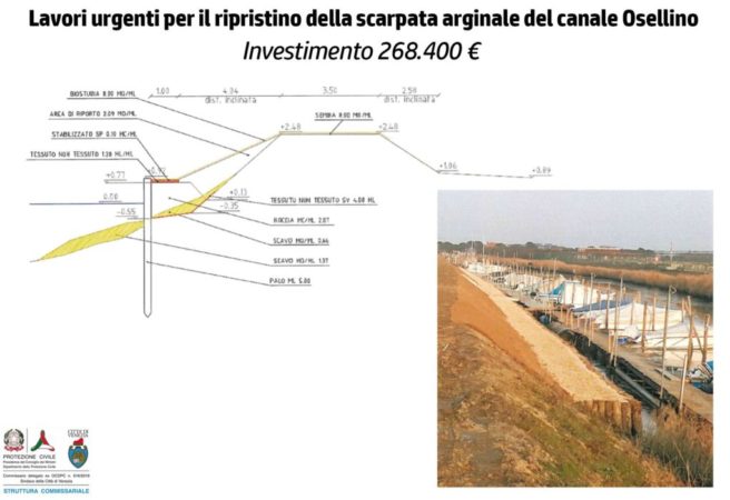 Intervento sull'argine dell'Osellino