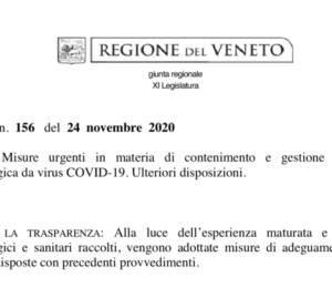 Coronavirus Veneto: ecco il testo della nuova ordinanza regionale