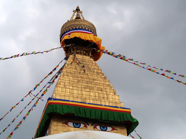 Nepal Katmandu, gli Occhi del Budda stupa di Boudanath 