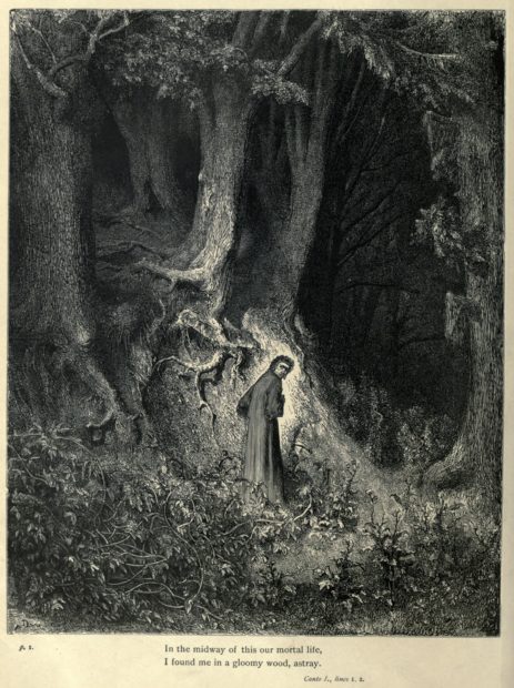 Dante e la Selva Oscura in una raffigurazione di Gustavo Doré