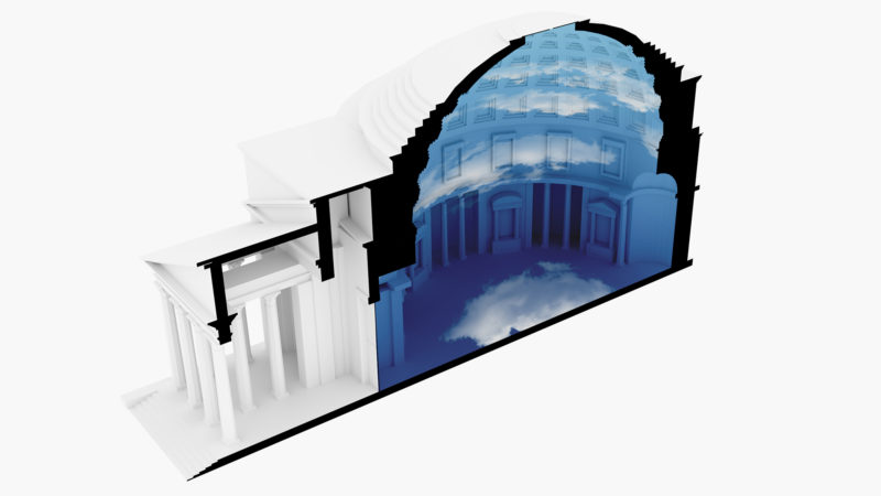 La sezione del Pantheon in modalità camera oscura (credit Cosimo Scotucci)