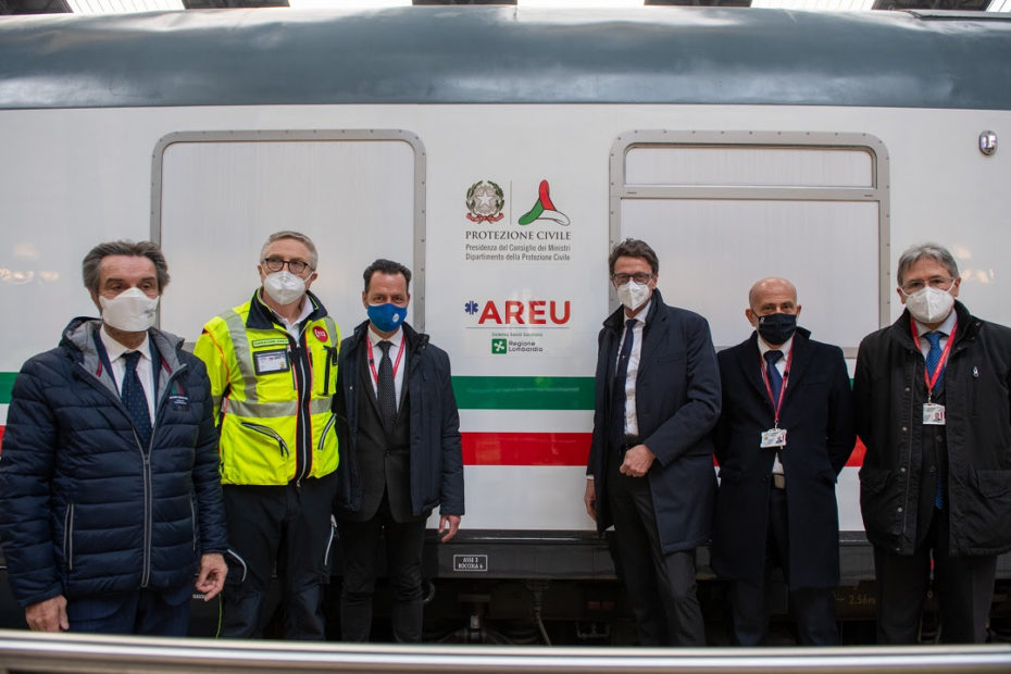 Inaugurato a Milano il treno sanitario delle regioni. Pazienti covid nelle carrozze