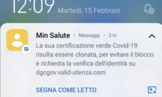 "Il tuo green pass è stato clonato". Non ci cascate