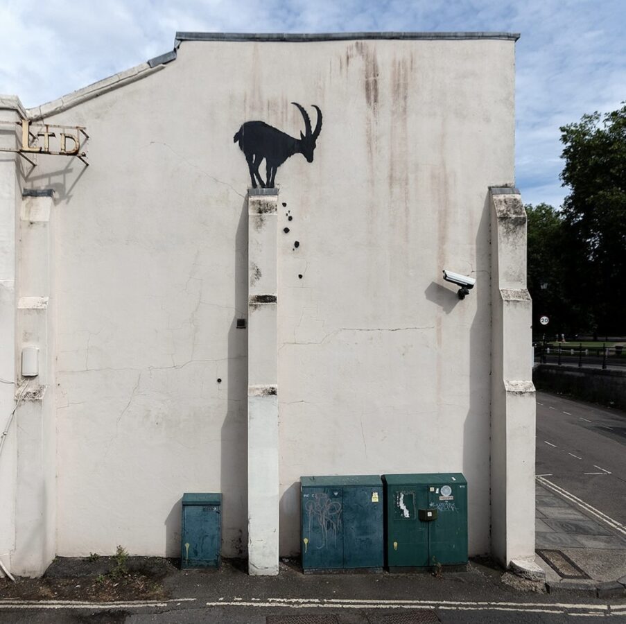 Banksy: spunta una capra su un muro di Londra